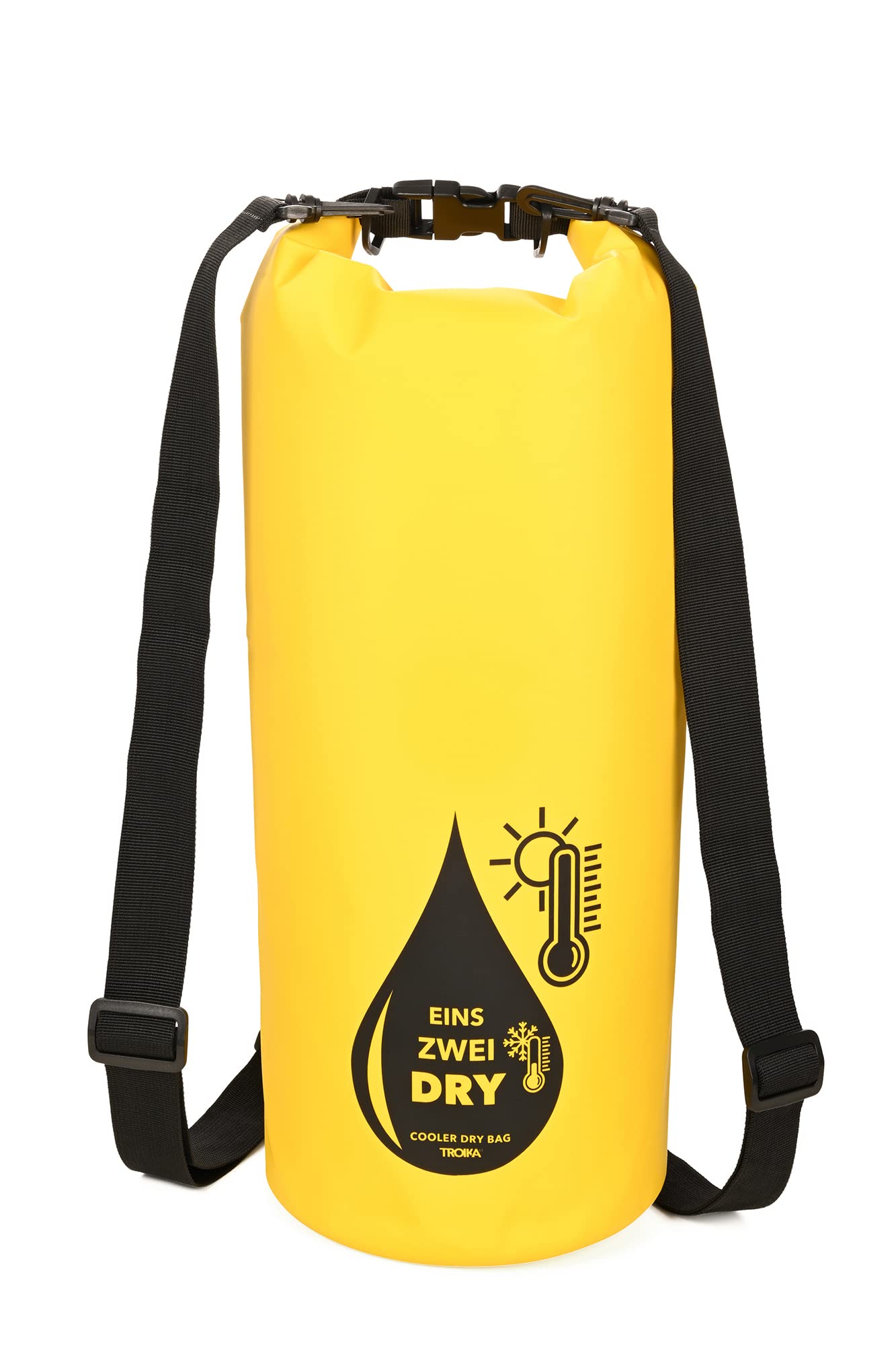 Troika Outdoor Rucksack mit Kühlfunktion und Roll-Top 1-2 Drey Bag aus Polyester in der Farbe Gelb-Schwarz, RUC03/YE