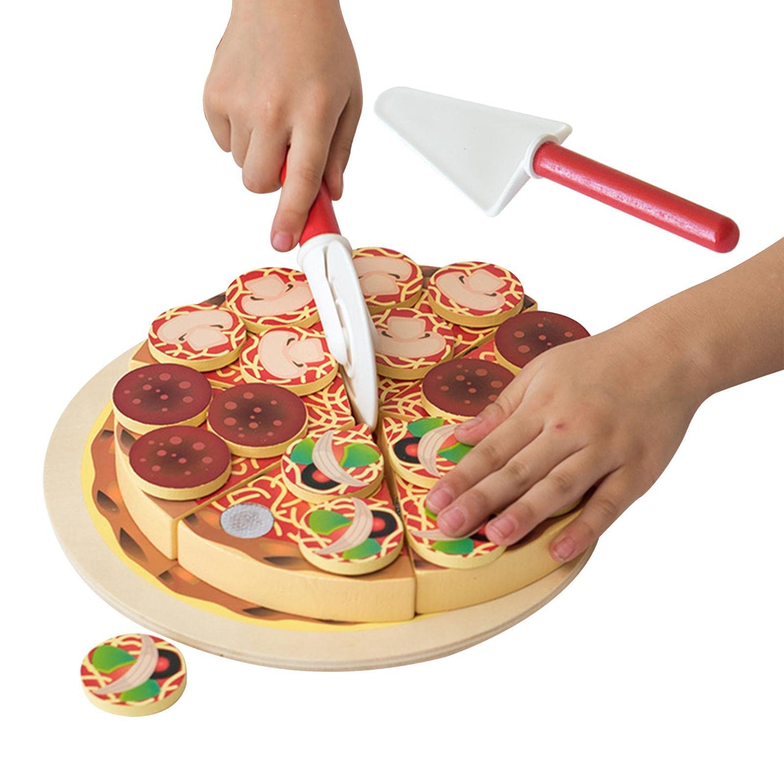 Abbto 2 Pcs Pizza Spielen,Spiel-Lebensmittel-Sets für die Kinderküche | Play Food Toy Set, ideal für eine vorgetäuschte Pizza-Party, Fast Food Cooking und Cutting Play Set Toy