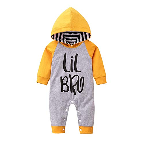 Verve Jelly Neugeborene Jungen Kleidung Lil Bro Letter Print Strampler Hoodie Onesies Langarm Jumpsuit Passende Outfits