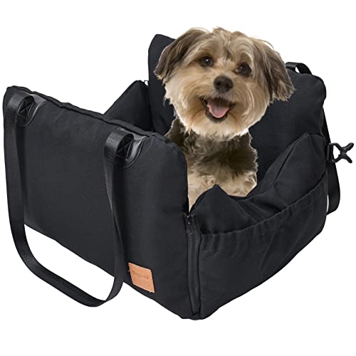 Huaxingda Sitzerhöhung für Hunde, Komfortables Sitzkissen mit Airbag für Haustiere, Hundesitzerhöhung mit verstellbaren Riemen, gepolsterter Polsterung, zusammenklappbarem Segeltuch und leicht