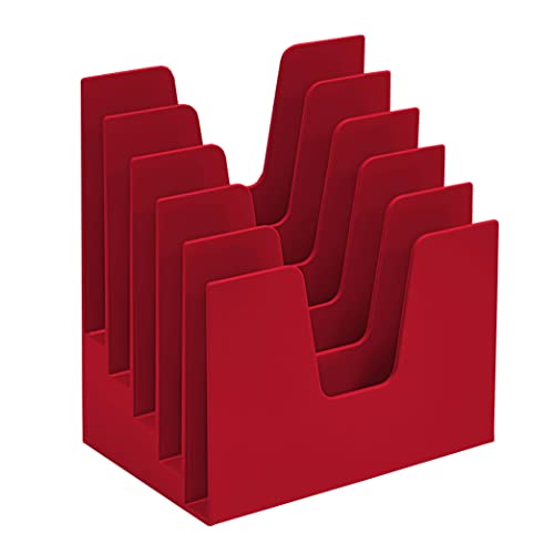 Acrimet Schreibtischordner, schräg, 5 Fächer, robust, Rot