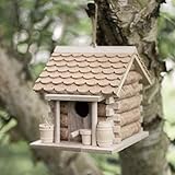 Garden Mile® Vogelhaus für den Außenbereich, aus Kork und Holz, zum Aufhängen, für Garten, Dekoration von Wildvögeln, Kork.