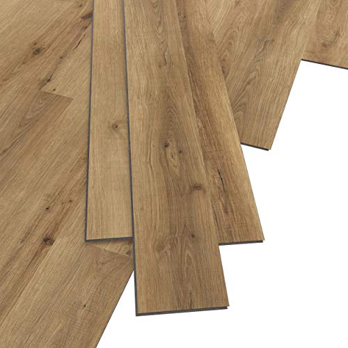 ARTENS - PVC Bodenbelag - Click Vinylboden - Natürlicher Holzeffekt - Dunkel-Beige - 1,1m²/5 Dielen