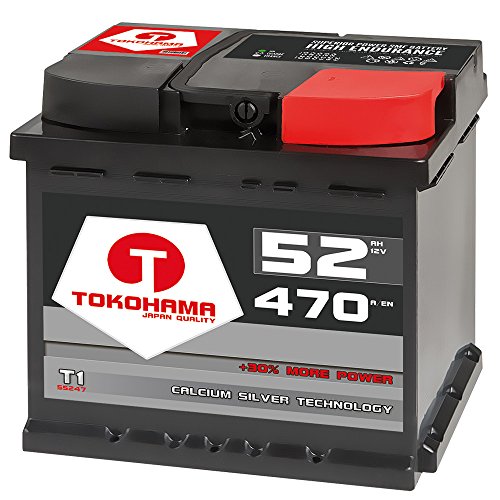 Tokohama Autobatterie 12V 52AH 470A/EN ersetzt 50Ah 44Ah 45Ah 46Ah 47Ah