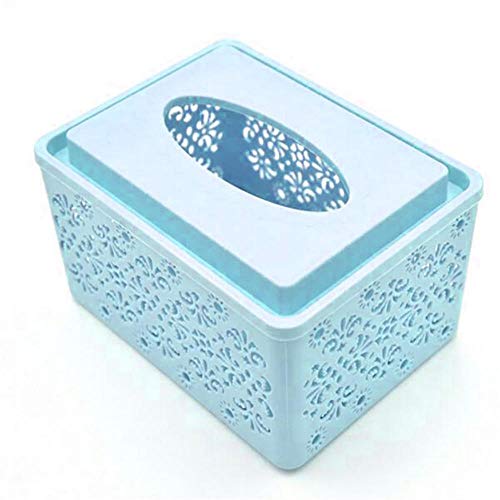 ZXGQF Tissue Box Kunststoff Hohl Design Papierhandtuchhalter Für Zuhause BüroAuto Dekoration Tissue Box Halter, Blau