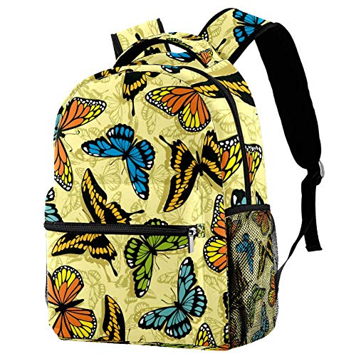 LORVIES Schmetterlings-Rucksack, Schulterrucksack, Büchertasche für Schule, Studenten, Reisetaschen