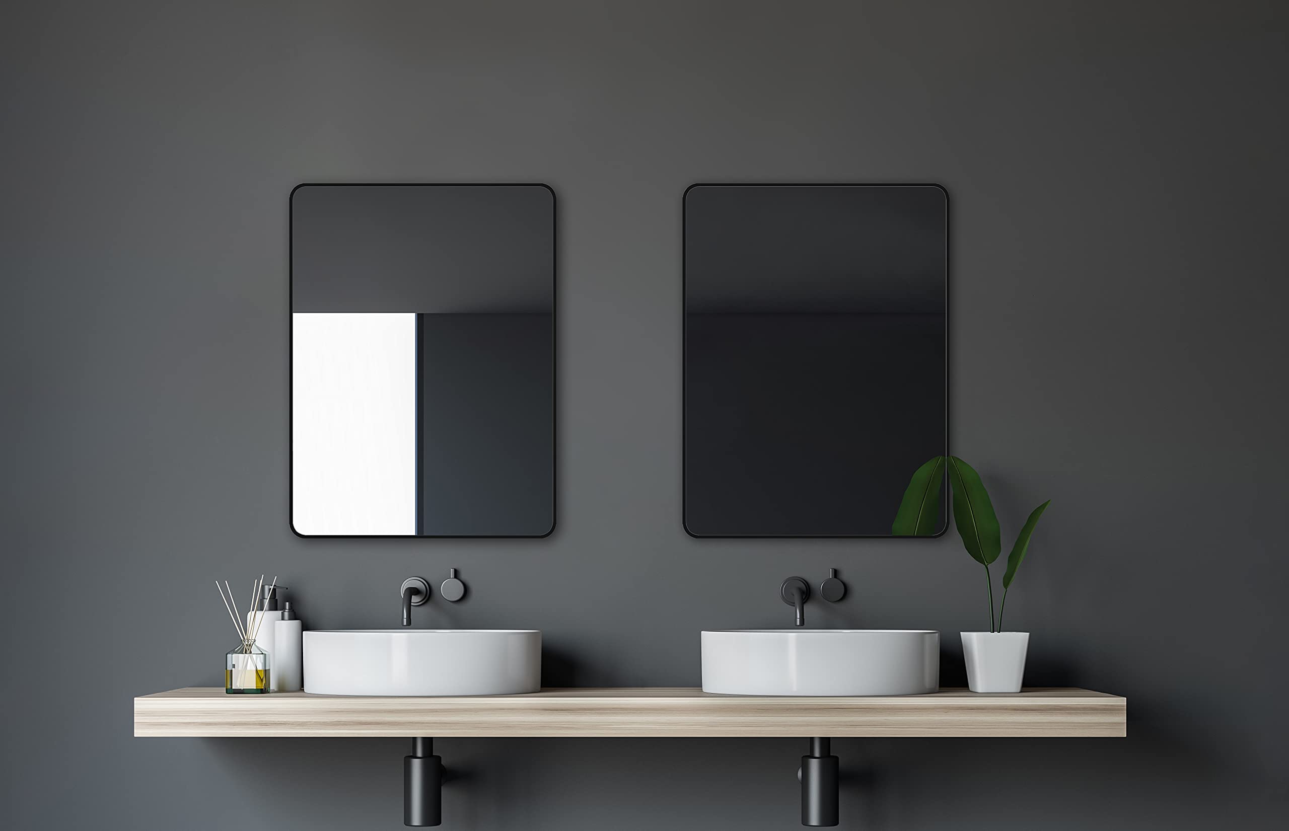 Talos Spiegel schwarz Black Living - Badspiegel schwarz in 80 x 60 cm und einem hochwertigen Aluminiumrahmen