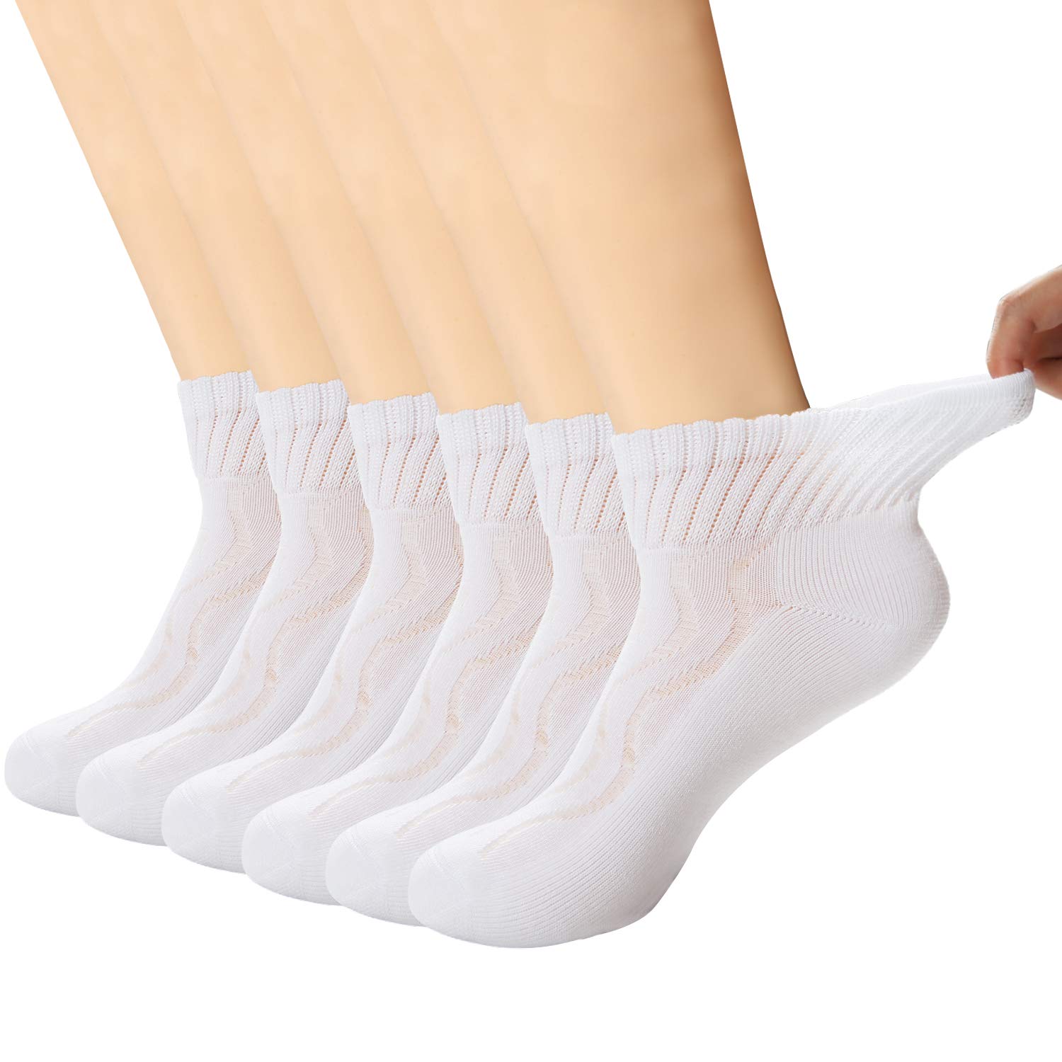 +MD 6 Paar Damen Crew Socken Ultra Soft Viskosesocken Atmungsaktiv Anti-Schweiß Socken Weiß EU39-42