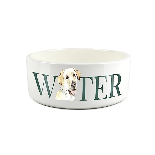 Labrador Futternapf – großer Keramiknapf mit goldenem Labrador, weißer Wassernapf für Hunde