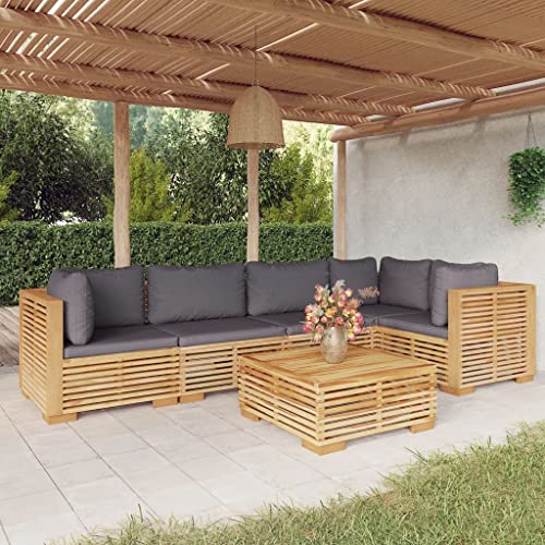 ZQQLVOO Lounge Sessel Terrassenmöbel Terassenmöbel Außen6-tlg. Garten-Lounge-Set mit Kissen Massivholz Teak