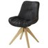 2er Stuhl Set Iggy 360° drehbar Lederlook Samtstoff schwarz braun Eiche massiv (Lederlook schwarz. Eiche Natur)