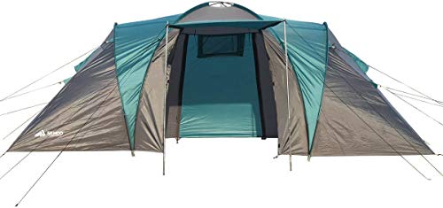 Semoo - Zelt mit Tragetasche für 4 Personen - 2 Eingänge - 2 Kabinen + Zwischenraum - Wasserdicht - 3-Jahreszeiten Familienzelt - Blau/Grau