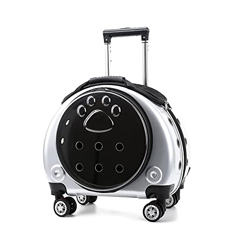 MH-RING Trolley Koffer Hundetransporter, Rollende Transparente Hundetasche, Wasserdicht mit Rädern Haustierrucksack, für Reisen, Einkaufen, Tierklinik (Color : White)
