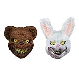Senteen Halloween Horror Maske, 2 Stück Horror Tier Maske Bloody Bunny Maske Halloween Teddy Bear Maske Halloween Maskerade Masken für Halloween Partys Dekoration Requisiten