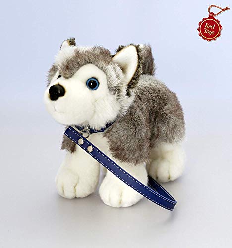 Keel Toys Deluxe 30cm Dog on Lead Husky Plush Soft Toy