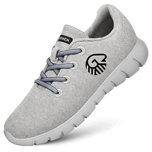 GIESSWEIN Merino Runners Men - Atmungsaktive Sneaker aus Merino Wool 3D Stretch, Leichte Herren Freizeit Schuhe mit Wechsel-Fußbett