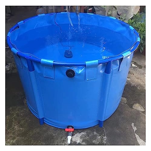PHLEPS Aquarium Pool Pond with Stand, Pool Above Ground Circular Canvas Fish Pond Upgrade Large Water Tank with Drain Valve for Garden Farmed Koi,Children's Play Pool (Color : Blue, Size : 3.5x1m)