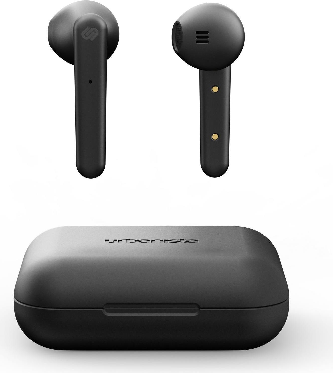 Urbanista Stockholm True Wireless Kopfhörer. 14H gesamt Akkulaufzeit. Bluetooth 5.0 inkl. Ladebox, Touch Bedienung und doppel Mikrofon Kopfhörer. Kompatibel mit iOS und Android - Schwarz