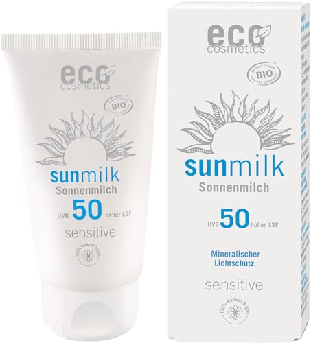 eco cosmetics Bio ECO Sonnenmilch LSF 50 - 75ml mit Himbeere und Granatapfel (6 x 75 ml)