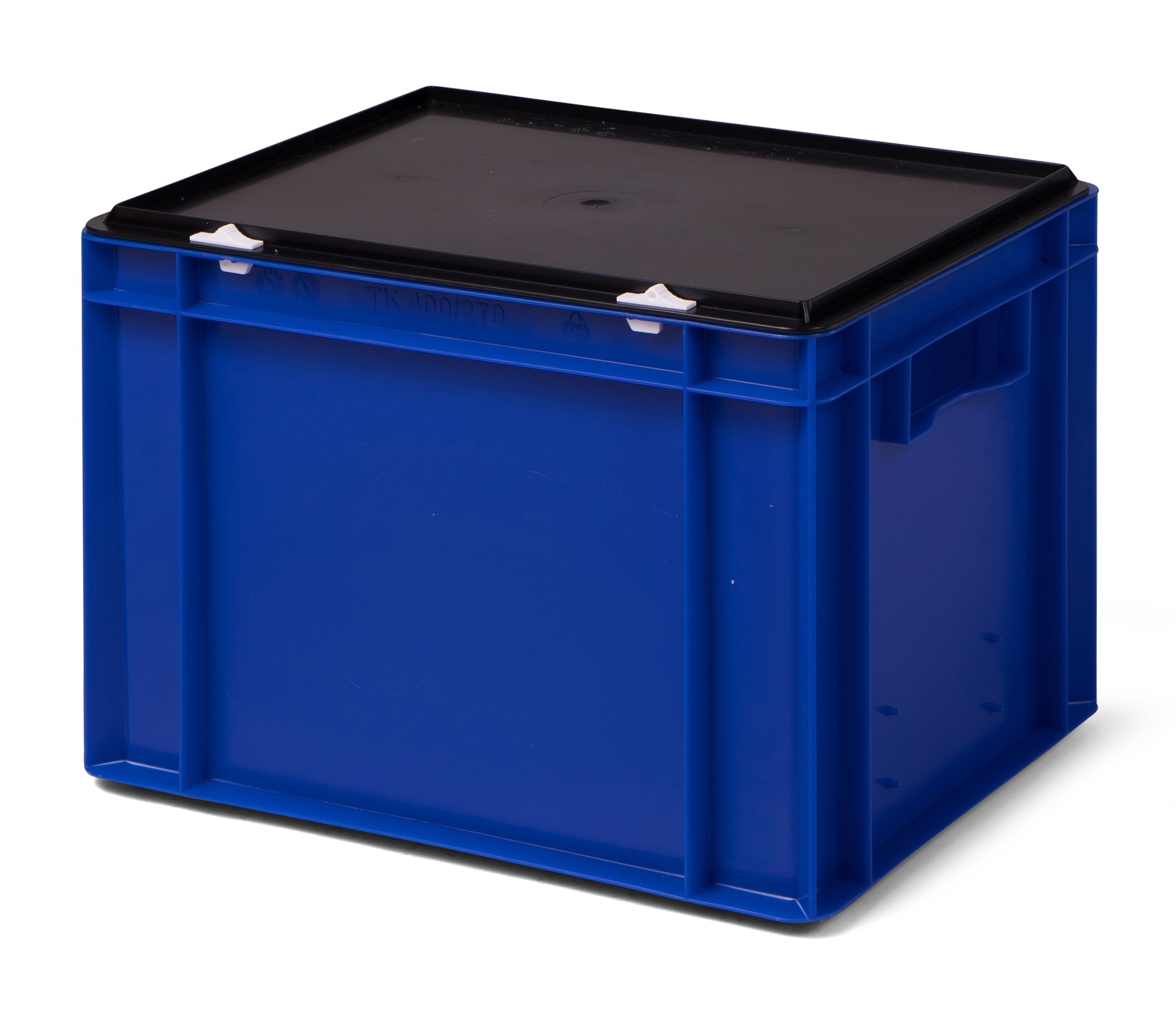 Euro-Stapelbox/Lagerbehälter KTK 4270-0, blau, mit schwarzem Verschluß-Deckel, 400x300x281 mm (LxBxH)