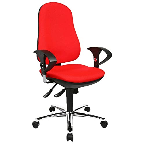 Topstar Support SY, ergonomischer Bürostuhl, Schreibtischstuhl, inkl. höhenverstellbare Armlehnen, Bezugsstoff, rot