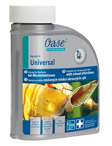 OASE 50564 AquaActiv Universal, 500 ml (ausreichend für 10 m³) - Fischmedizin / Lösung für Zierfische bei Mischinfektionen / gegen die häufigsten Teichfischerkrankungen