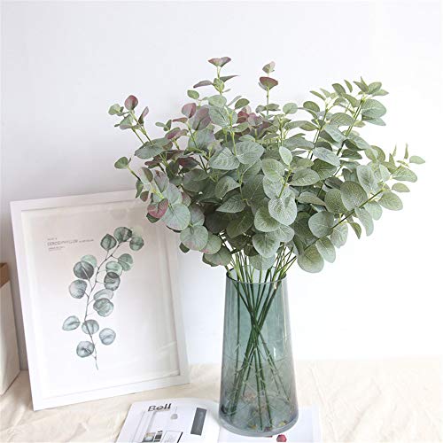 EXQUILEG 6 Stück Künstlich Eukalyptus Pflanze Zweig Eukalyptusblätter für Garten, Hochzeit, Haus Dekoration, Grün, 68cm