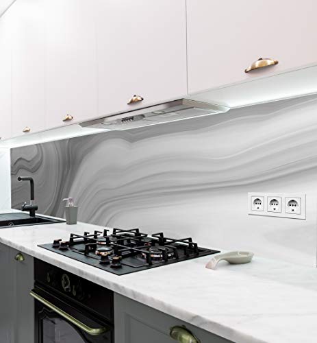 MyMaxxi | selbstklebende Küchenrückwand Folie ohne bohren | Aufkleber Motiv Marmor grau | 60cm hoch | adhesive kitchen wall design | Wandtattoo Wandbild Küche | Wand-Deko | Wandgestaltung