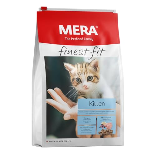 MERA finest fit Kitten Katzenfutter - Weizenfreies Trockenfutter mit frischem Geflügel und Reis für junge Katzen - 1 x 4 kg