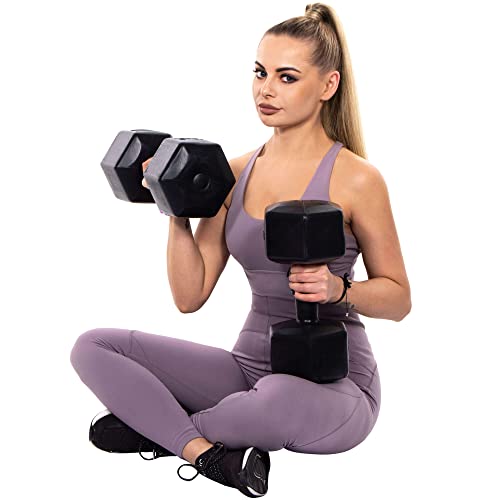 SPRINGOS Hanteln Set Hexagonal Bitumen Kurzhantel Gewichte 2x 10 kg Bodybuilding Fitness Gymnastik