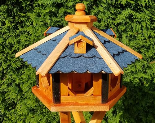 Vogelhaus aus Holz wetterfest (L ohne Ständer, Blau)