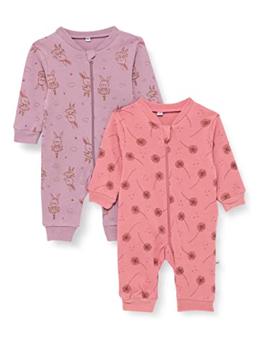 Pippi Unisex Baby Nightsuit-Zipper (2-Pack) Pajama Set, Dusty Rose, 50