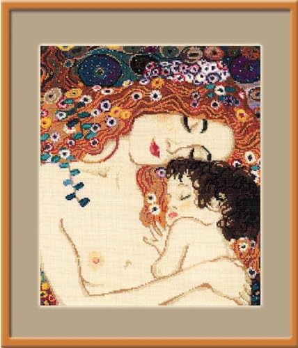 Riolis Mütterliche Liebe nach G. Klimt`s Malerei Kreuzstichpackung, Baumwolle, Mehrfarbig, 30 x 35 x 0,1 cm