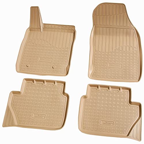 Recambo 3D Gummi Fußmatten kompatibel für Ford EcoSport | BJ ab 2012> | Auto Gummimatten | Passgenau | mit Rand | beige