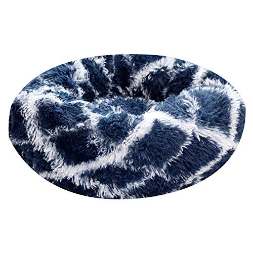 Fansu Hundebett rund Hundekissen Plüsch weichem Hundesofa rutschfest Base Katzenbett Donut Größe und Farbe wählbar (Navy blau,110CM)