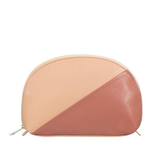 DUDU Make-up- und Kosmetiktasche aus Leder für Reisen mit Reißverschluss Mehrfarbig Puder rosa