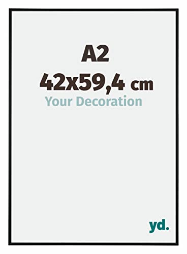 yd. Your Decoration - A2 42x59.4 cm - Bilderrahmen von Aluminium mit Acrylglas - Ausgezeichneter Qualität - Schwarz Matt - Antireflex - Fotorahmen - Kent.