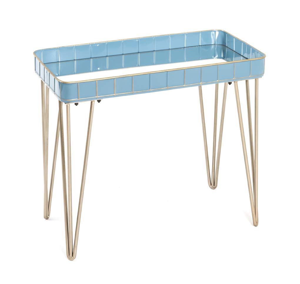 HAKU Möbel Beistelltisch, Metall, gold-blau, B 60 x T 31 x H 54 cm