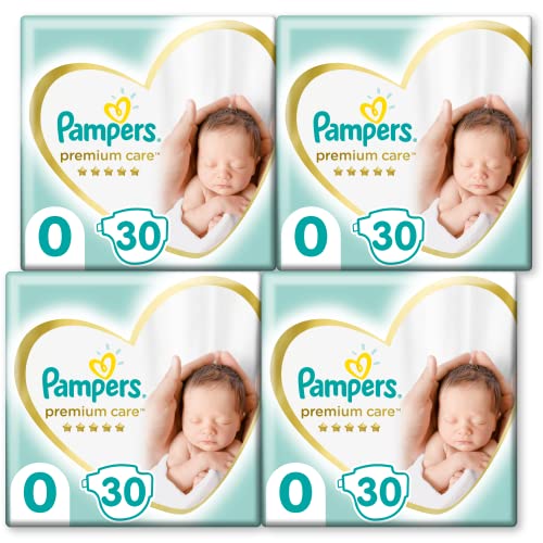 Pampers Baby Windeln Größe 0 (<3 kg) Premium Care Windeln, 30 Stück, Feinster Komfort und Bester Lederschutz Angeboten Von Pampers