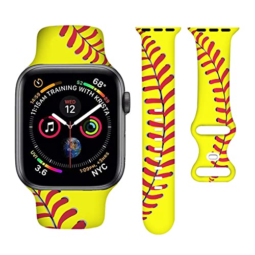 BACDOILQ Softball-Uhrenarmband, Sport-Smartwatch-Armband, kompatibel mit Uhren, 38 mm, 40 mm, 41 mm, weiches Silikon-Armband, Ersatz für Serie 8/7/6/5/4/3/2/1/SE