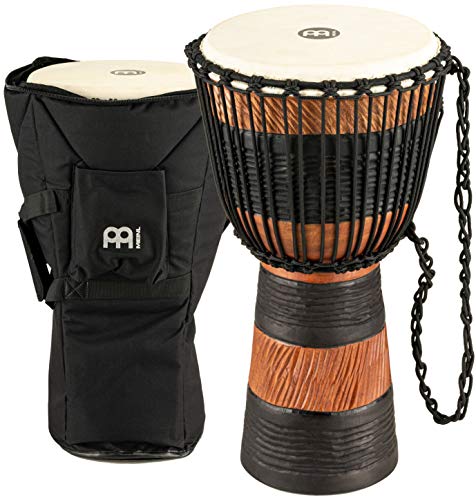 Meinl Percussion ADJ3-M+BAG Djembe, Earth Rhythm Series (Medium), 25,4 cm (10 Zoll) Durchmesser, inkl. Tasche, braun/schwarz