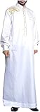 zhxinashu Männer Einfarbig Thobe Abaya Dubai Stil Kurzarm Roben,Weiß,XXL