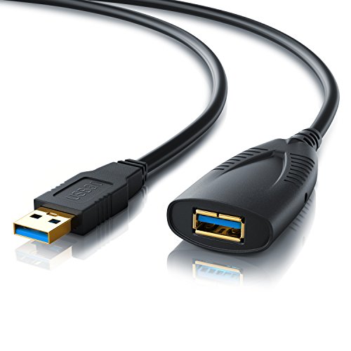 CSL - 10m USB 3.2 Repeaterkabel Verlängerungskabel aktiv - 10 Meter - USB 3.2 Gen1 - Repeater Verlängerung Verstärker Kabel – für Drucker Tastatur Scanner uvm- komp. USB 2.0 USB 3.0 USB 3.1