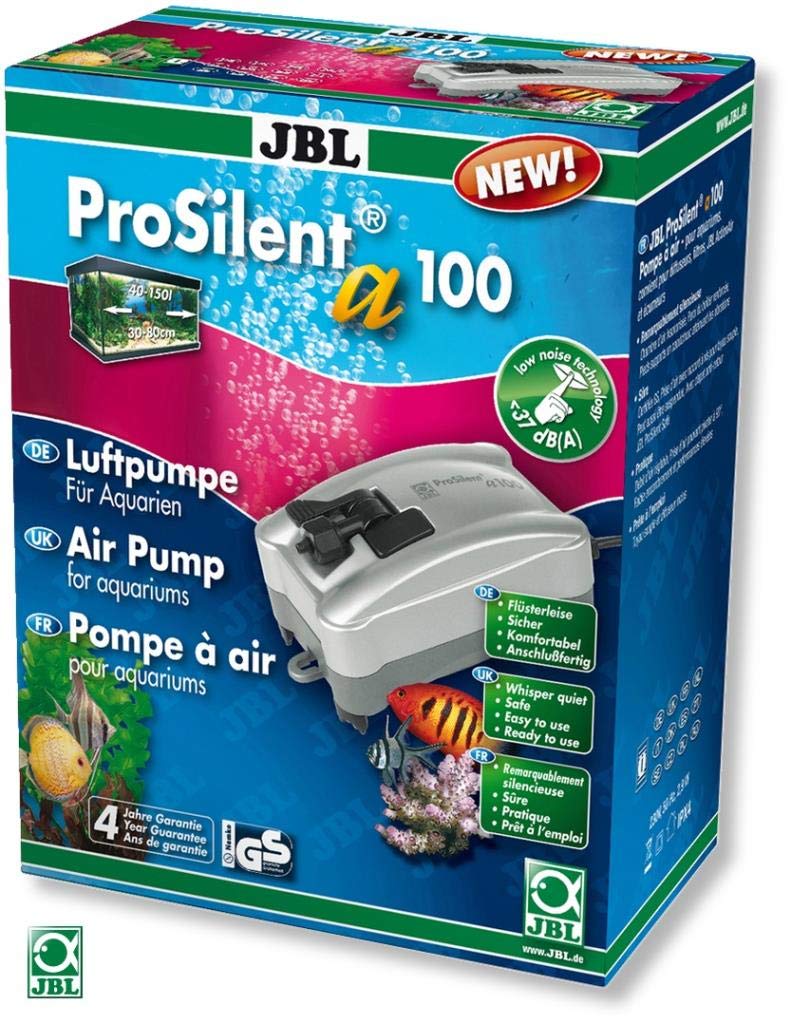 JBL ProSilent a100, 6054100, Luftpumpe für Süß- und Meerwasseraquarien von 40 - 150 L, 1 Stück (1er Pack)