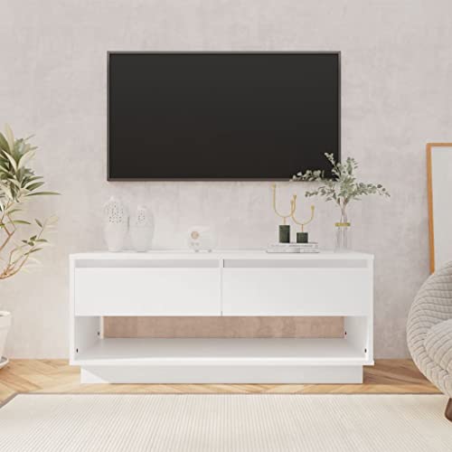 Eckschrank für Fernseher, TV-Möbel, Sperrholz, Weiß, 102 x 41 x 44 cm, stabil + robust, funktionaler Stauraum