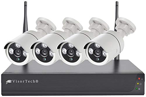 VisorTech Überwachungskamera: Funk-Überwachungssystem mit HDD-Rekorder & 4 Full-HD-IP-Kameras, App (Funk Überwachung)