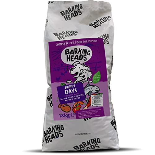 Barking Heads Welpenfutter Trocken Getreidefrei - Welpentage - 100 Natürlich, Huhn und Lachs, Hundefutter Junior, für starke Zähne und Knochen, 18kg