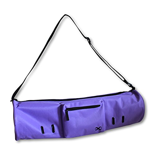 YogaAddict Yogamatten-Tasche "Compact" mit Tasche, 71,1 cm lang, passend für die meisten Matten-Größen, extra breit, einfacher Zugang, Violett