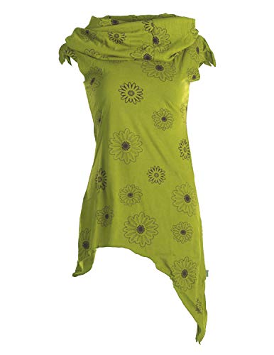 Vishes - Alternative Bekleidung - Bedruckte Tunika aus Baumwolle mit Kragenkapuze hellgrün 46 (3XL)