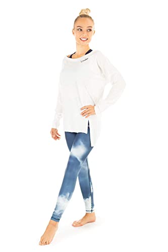 Winshape Damen Functional Power Shape Jeans Tights Leggings High Waist HWL102, air, Slim Style, Fitness Freizeit Sport Yoga Workout, Vanilla-Weiss/Rauch-blau, XXL